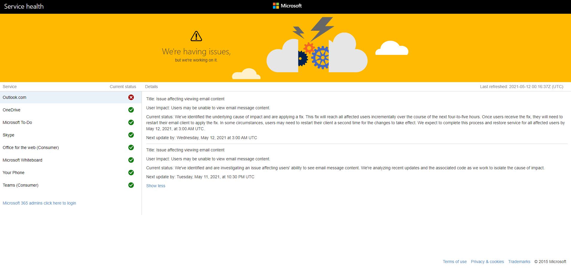 Outlook Outage BlueReef Technology